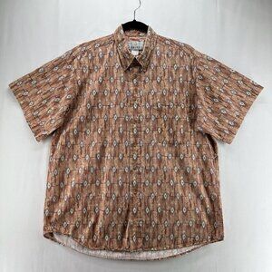 Rinnovato Shirt Mens Size L Southwestern Camp Button Down Short Sleeve Brown